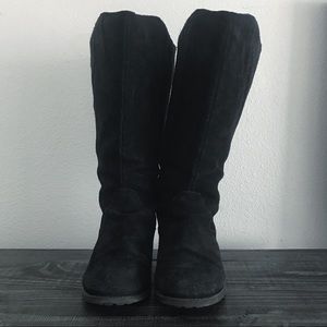 Tall black suede UGG boots